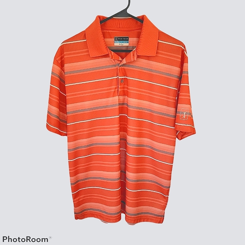 PGA Tour Airflux Men's Orange Polo Golf Shirt L